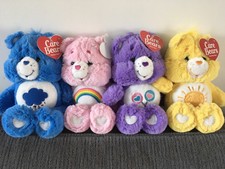 ????4 Fluffy Yellow Purple Blue Pink Cheer Funshine Care Bears Plush Soft Toy