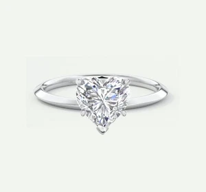 IGI F/VS 2 Ct Lab Created Grown Heart Cut 14K White Gold Diamond Solitaire Ring - Picture 1 of 2