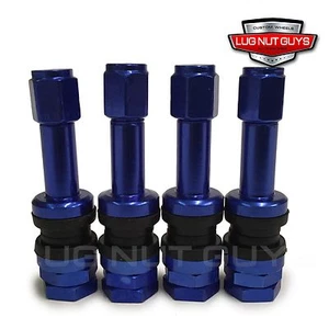 Set of 4 Blue Aluminum Tire Valve Stems and Caps Bolt-In Style Lightweight - Picture 1 of 2
