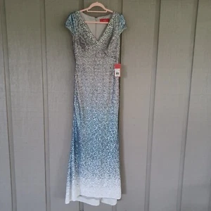 Carmen Marc Valvo Women Ombre Sequin Gown Size 6 Mother Of The Bride V Neck Bead - Picture 1 of 14
