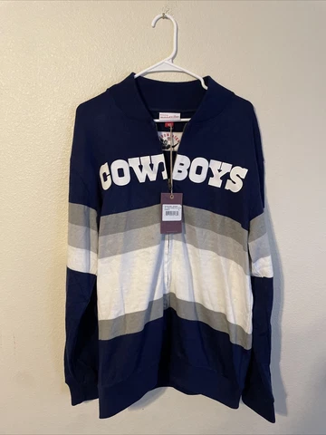 Mens Mitchell & Ness NFL Front Stripe Full Zip Sweater Dallas Cowboys Size XL Cover