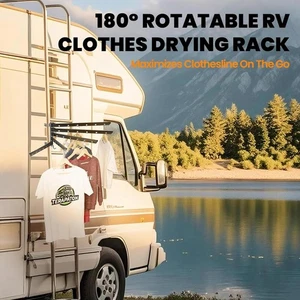 New RV Clothes Drying Rack, 26.5-inch Width Ladder-Mounted, 5 Swivel Arms - Picture 1 of 5