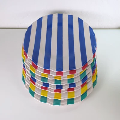 "Juego de 8 platos de cena de melamina de 11"" Jia Wei Lifestyle rojo agua azul amarillo rayas" Foto 1 de 4