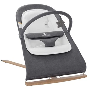 Baby Bouncer with Elegant Wood Accents, Bouncer Seat for Infants, Portable In... - Picture 1 of 7