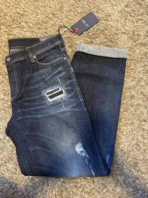 Pantalones de mezclilla AJ Armani Daisy lavado oscuro índigo desgastados talla 28 calce ajustado cintura mediana Foto 1 de 4