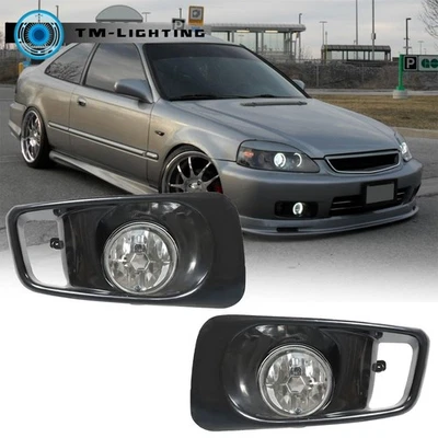 Conjunto de luces antiniebla para Honda Civic 1999-00 lámpara delantera interruptor transparente cableado izquierda+derecha Foto 1 de 4