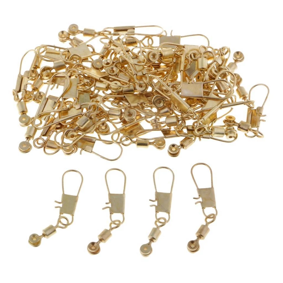50pcs Rolling Swivel Fishing Line Sinker Slides With Interlock Snap - Golden - Image 1 of 1