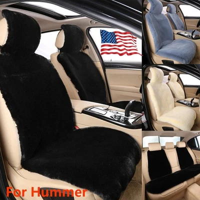 2/5 Seat Car Seat Covers For Hummer Faux Sheepskin Cushions Set Protector Warmth Foto 1 de 4