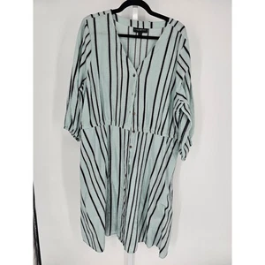 Lane Bryant Women's Blue Striped Long Sleeve V-neck Button Down Dress Size 18 - Picture 1 of 4
