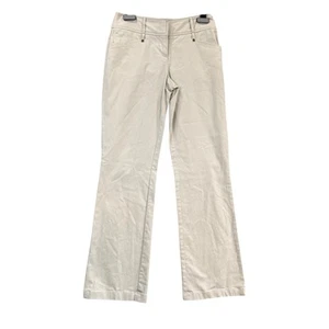 ANN TAYLOR LOFT Stretch Womens Size 0 Boot Cut Pants Ivory Cotton Spandex - Picture 1 of 7