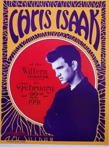 Chris Isaak Original 18x13 Concert Poster The Wiltern Theater February 22, 1991 - Picture 1 of 1