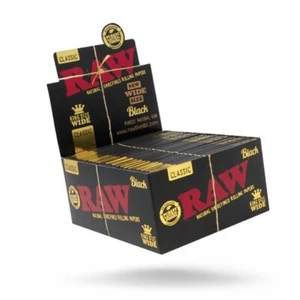 💛 50 X RAW BLACK CLASSIC KING SIZE " WIDE " ROLLING PAPERS 💚 50 PACK FULL BOX - Bild 1 von 15