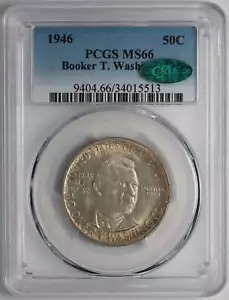 1946 Booker T. Washington Silver Half Dollar PCGS CAC MS66 - Picture 1 of 3