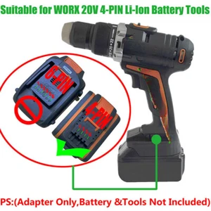 1 Adapter for Worx 20V 4-PIN Battery Tools, Fits Makita 18V LXT Battery to Power - Picture 1 of 4