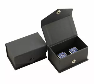10 x Black Cufflink Boxes Press Stud Jewellery Packaging Cufflink Presentation - Picture 1 of 5