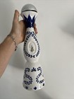 Clase Azul Reposado Tequila Empty Bottle Ceramic Cobalt Blue & White Chrome Top 
