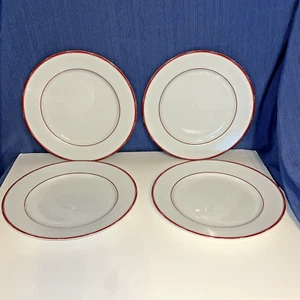 SELTEN 4 RALPH LAUREN * Rot Weiß Pagode SPEISETELLER Asiatisch Inspiriert Bambus 10,5" - Bild 1 von 16