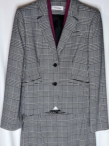 Calvin Klein Black & White Plaid Women Skirt Suit - Picture 1 of 6