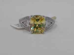 Cubic Zirconia Citrine & White Cubic Zirconia Ring, Sterling Silver - Picture 1 of 5