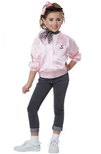 Satin Varsity Jacket - 50's - Pink Ladies - Costume - Child - Medium 8-10 - Picture 1 of 2