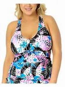 1670 California waves X-back tankini top PINK MULTI sz 16/18 new - Picture 1 of 1