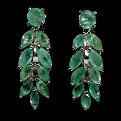 Pendientes de plata esterlina Black Friday marquesa esmeralda piedras preciosas naturales joyería Foto 1 de 4