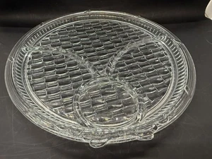 Ckear, Vintage Paden City Dirser Cesta Tejido Gas Plato de bocadillo dividido - Imagen 1 de 10