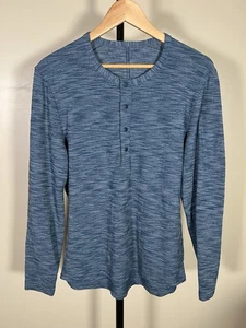 Lululemon $88 Heather Blue 4 Button Henley Long Sleeve Pullover Shirt Sz M - Picture 1 of 8