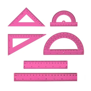 6PCS Transparent Math Set Plastic Rulers Protractors Triangles for Geometry Use - Picture 1 of 32