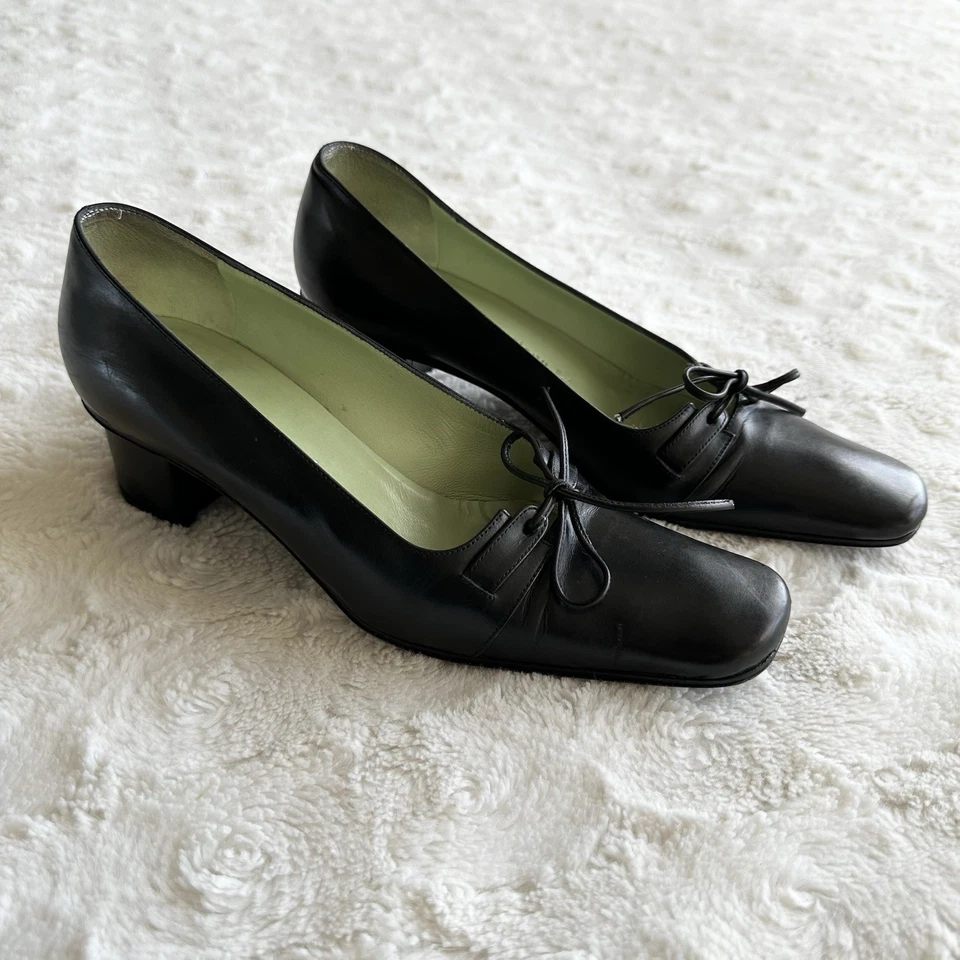 "Tacones de gatito Sigerson Morrison para mujer 6 cuero negro ballet 1,75"" arco Italia" Foto 1 de 4