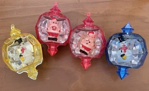 4 Vintage Jewel Brite Christmas Diorama Ornaments Santa Snowman Jewelbrite Lot - Picture 1 of 1