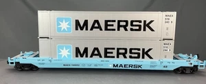 O Gauge MTH MAERSK Husky Stack Car #100052 W/Two MAERSK Containers NIB! O2948 - Picture 1 of 7