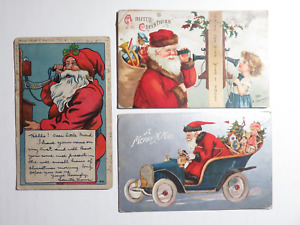 3 Vintage Santa Claus Postcards