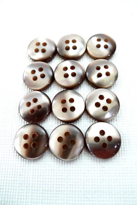 12 BOTONES Acrílicos 4 Agujeros Perlado Taupe 5/8" Foto 1 de 2