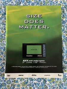 Vintage 1998 REX Organizer Print Ad Size Does Matter Smallest Organizer Ad Only - Picture 1 of 7