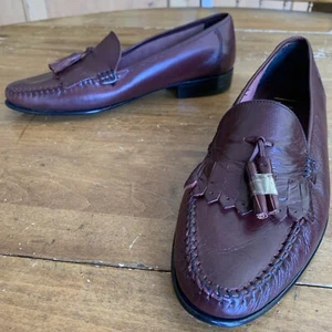 Aldo Rossi Deep Red Kiltie Tassel Loafers Men’s 7 D - Picture 1 of 12