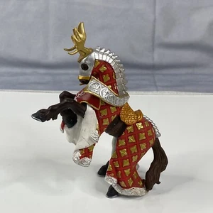 RARE-PAPO-Medieval Knight Horse-Action Figure-Red/Silver/Gold-w/Antlers-Retired - Picture 1 of 6