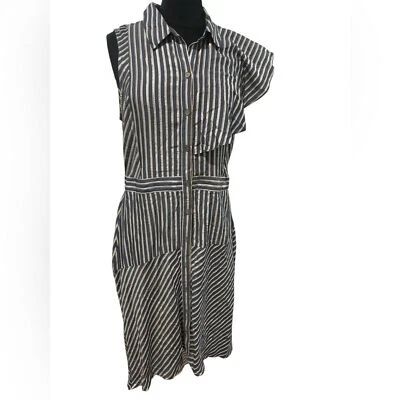 Rachel Roy’s Women Striped Sleeveless Shirt Dress w/ Asymmetrical Hem-size 12 - Изображение 1 из 4