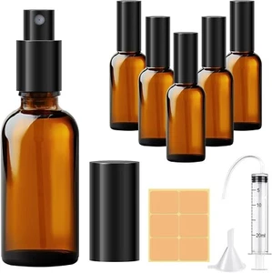 6PCS 50ML Amber Glass Spray Bottle Essential Oil Atomiser Mist Sprayer Container - Picture 1 of 7