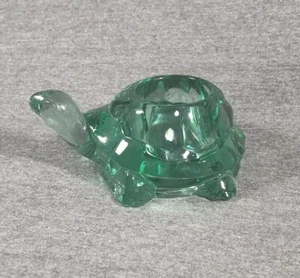 Green Turtle Votive Glass Candle Holder Tealight 2.5" Tall Transparent Vintage - Picture 1 of 13