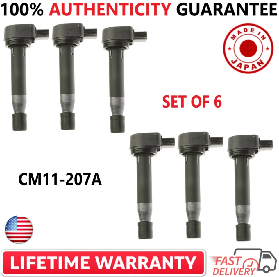 x6 OEM HITACHI HONDA  Ignition Coils For 1999-2010 Honda & Acura, CM11-207A - Image 1 of 3