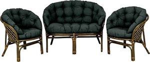 Polster Kissen für Rattan Bahama Set Rattansessel Bankauflage Anthrazit - Bild 1 von 7