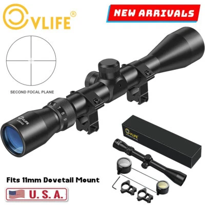 CVLIFE 3-9X40 Optical Rifle Scope R4 Crosshair Reticle with 11mm Dovetail Mount