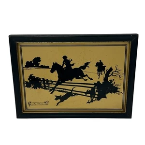 Arte de pared ecuestre Silueta antigua The Hunt decoración Buckbee Braham envejecido - Imagen 1 de 12