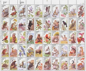 North American Wildlife - Sheet of 50 USPS 22c Stamps - Scott #2286-2335 - Picture 1 of 1
