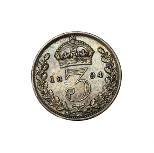 Great Britain 1894 Silver Threepence Queen Victoria British Coin km#777 3p - Picture 1 of 2