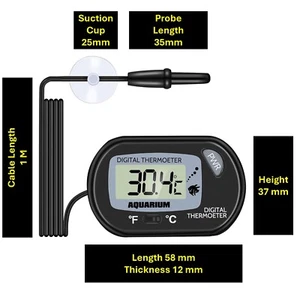 LCD Fish Aquarium Thermometer with 1 Meter Probe Accurate Temperature Monitoring - Picture 1 of 11