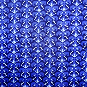 For Your Home by Vicki Payne Cotton Decorator Fabric - Blue Fleur-de-Lis 2.5 Yds - Picture 1 of 3
