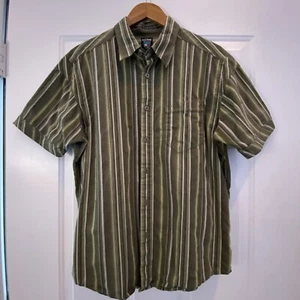 Kühl Suncel Men's Green Striped Short Sleeve Hiking Camping Shirt - Size L - Picture 1 of 5