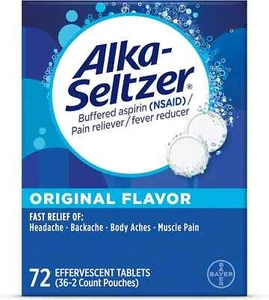 Alka-Seltzer Effervescent Tablets Original Flavor, Fast Multi-Symptom Relief Fr - Picture 1 of 3